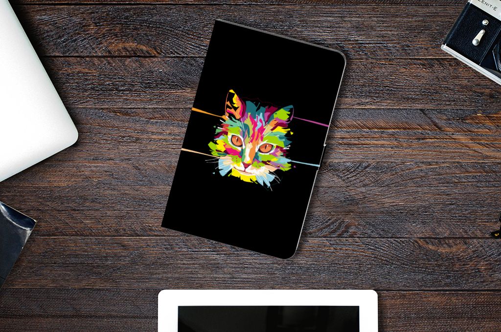 Samsung Galaxy Tab S6 Lite | S6 Lite (2022) Hippe Tablet Hoes Cat Color bovenaanzicht
