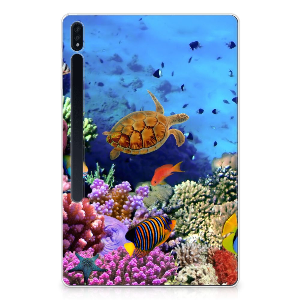Samsung Galaxy Tab S7 Plus | S8 Plus Back Case Vissen zeewater schildpad koraal vissen