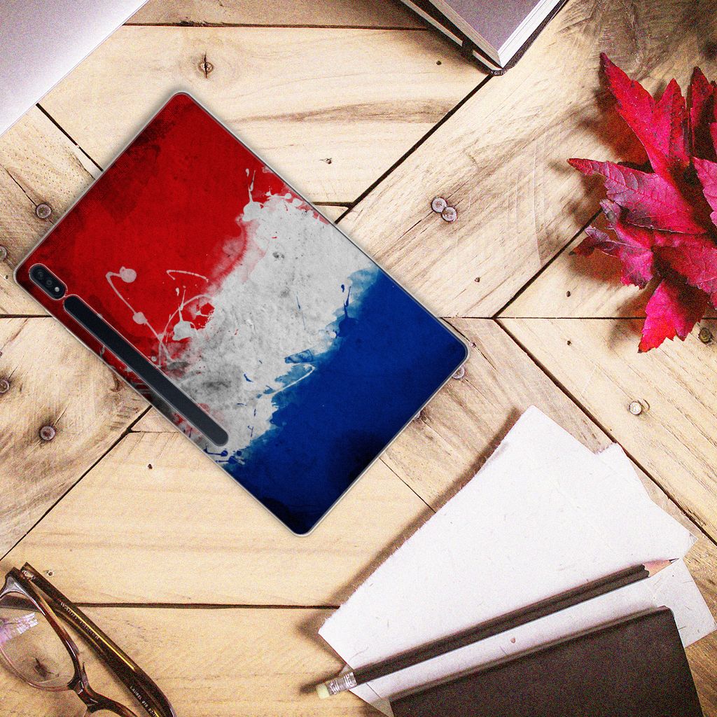 Samsung Galaxy Tab S7 Plus | S8 Plus Tablethoes Nederland hoesje Nederlandse vlag bovenaanzicht