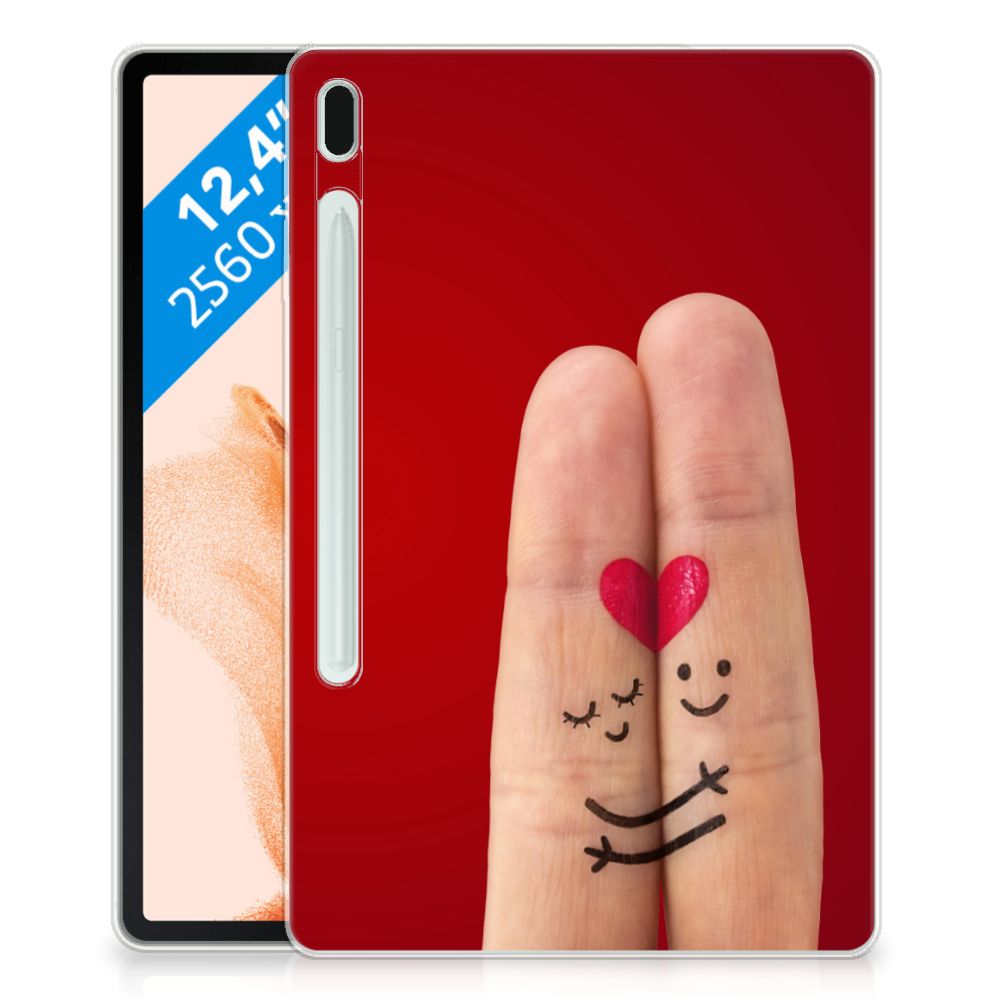 Samsung Galaxy Tab S7FE Leuke Siliconen Hoes Liefde - Origineel Romantisch Cadeau design vingers hart