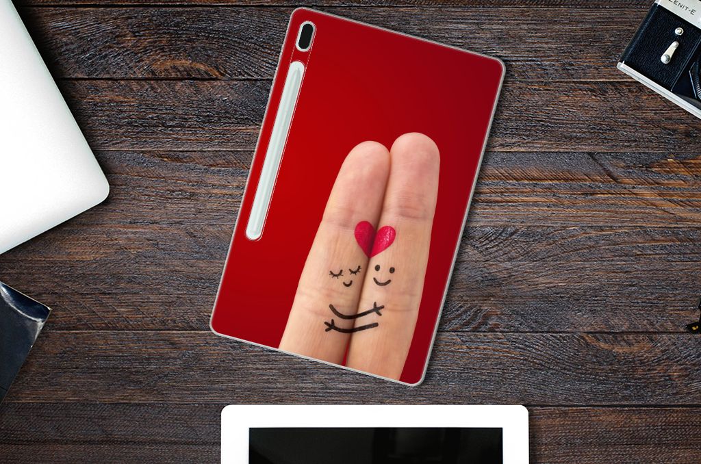 Samsung Galaxy Tab S7FE Leuke Siliconen Hoes Liefde design liefde aanzicht
