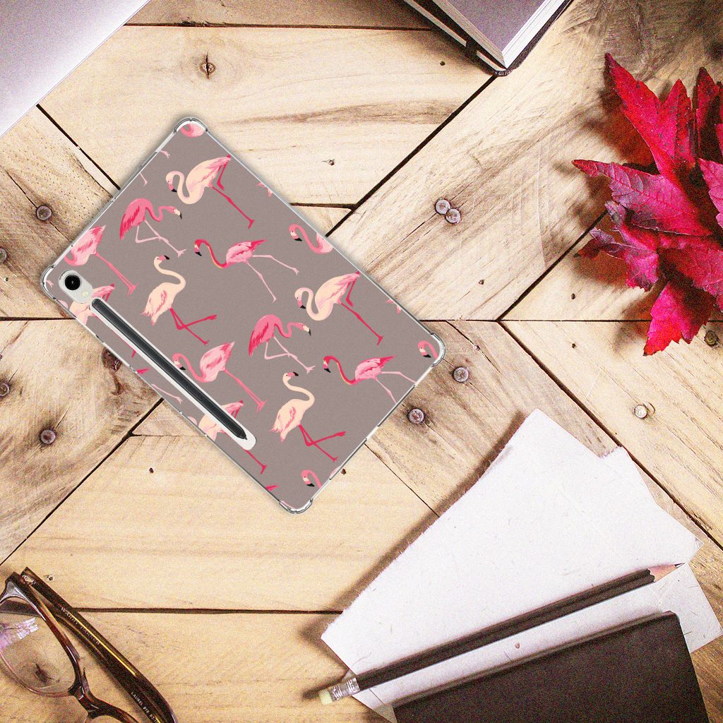 Samsung Galaxy Tab S9 Back Case Flamingo flamingo design bovenaanzicht