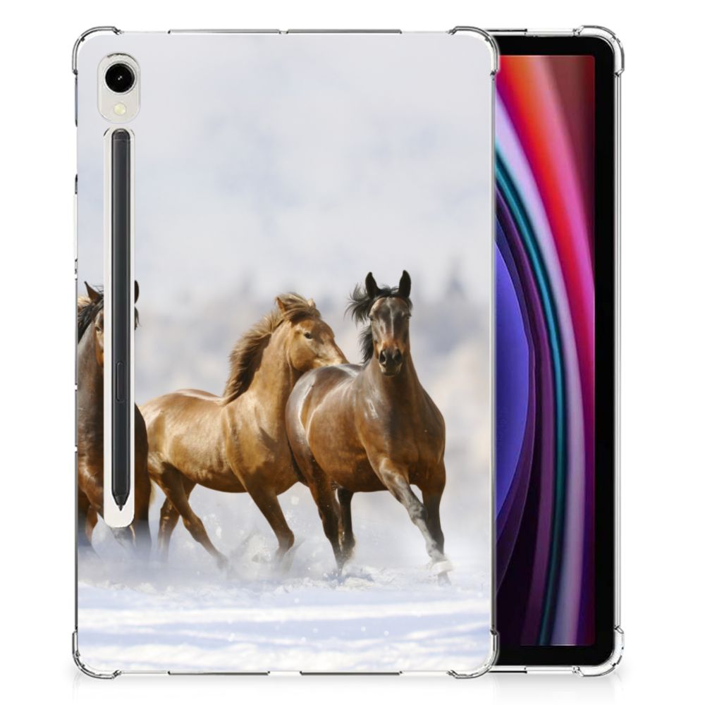 Samsung Galaxy Tab S9 Back Case Paarden paarden design hoesje aanzicht