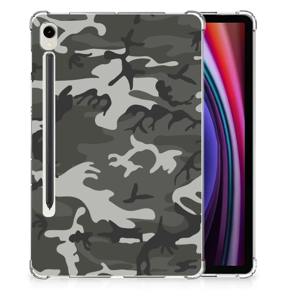 Samsung Galaxy Tab S9 Hippe Hoes Army Light tablethoes camouflage design achterzijde