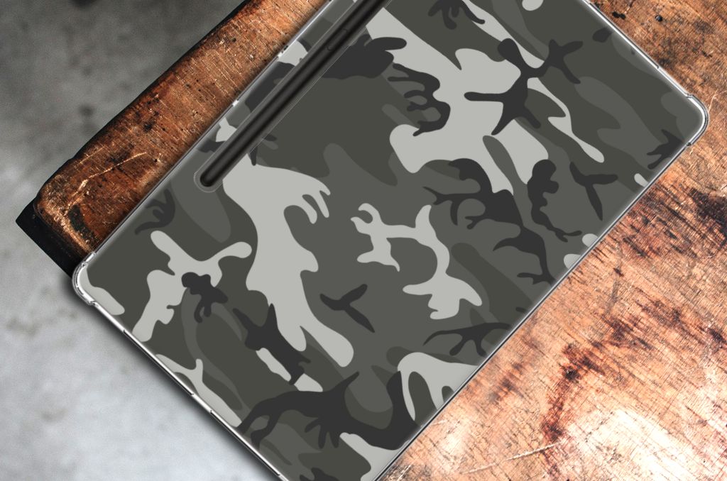 Samsung Galaxy Tab S9 Plus Hippe Hoes Army Light tablethoes camouflage bovenaanzicht