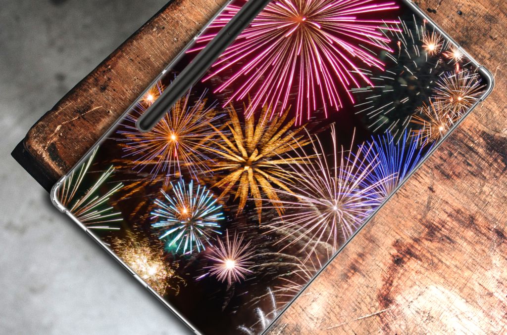 Samsung Galaxy Tab S9 Plus Leuke Siliconen Hoes Vuurwerk