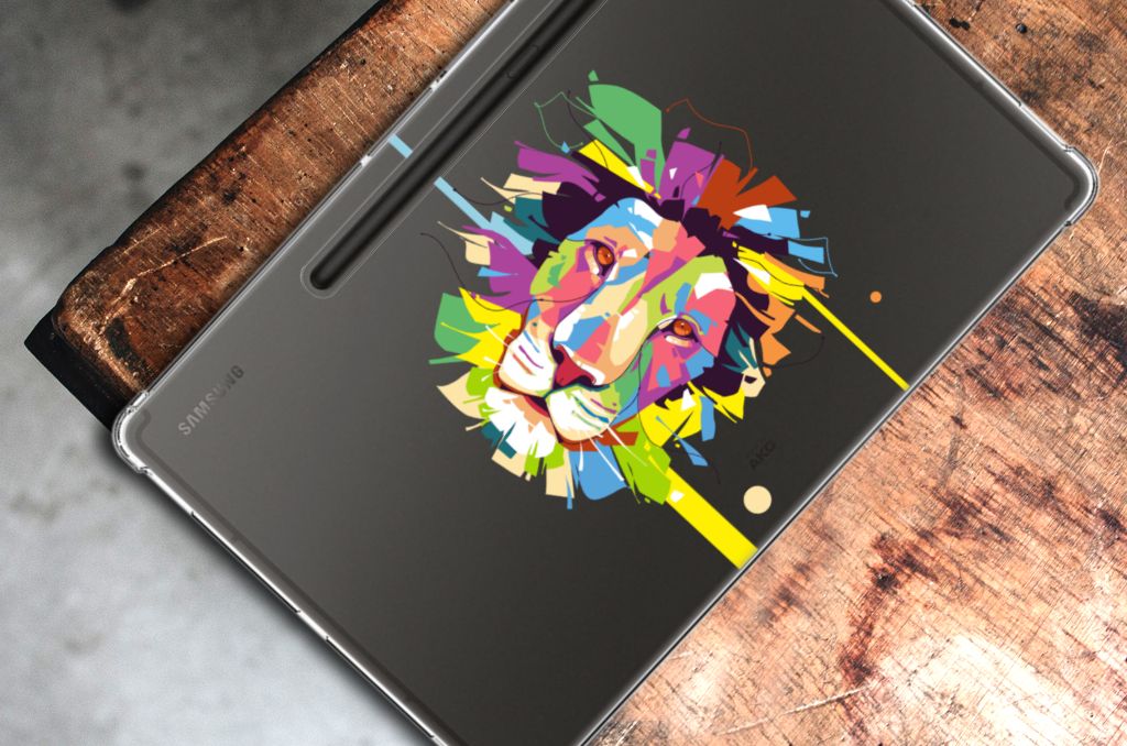 Samsung Galaxy Tab S9 Plus Tablet Back Cover Lion Color bovenaanzicht