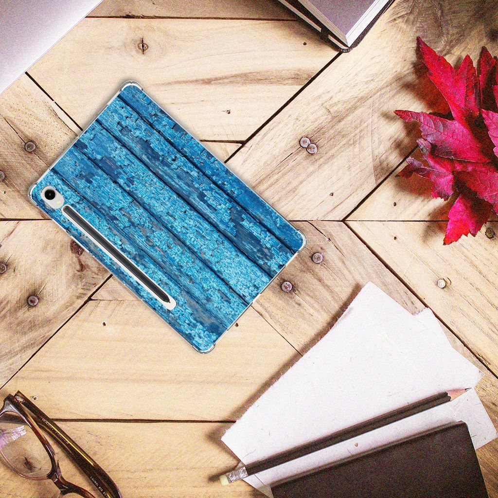 Samsung Galaxy Tab S9 Silicone Tablet Hoes Wood Blue