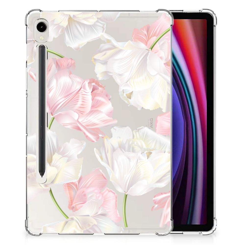 Samsung Galaxy Tab S9 Siliconen Hoesje Lovely Flowers bloemen design voorkant
