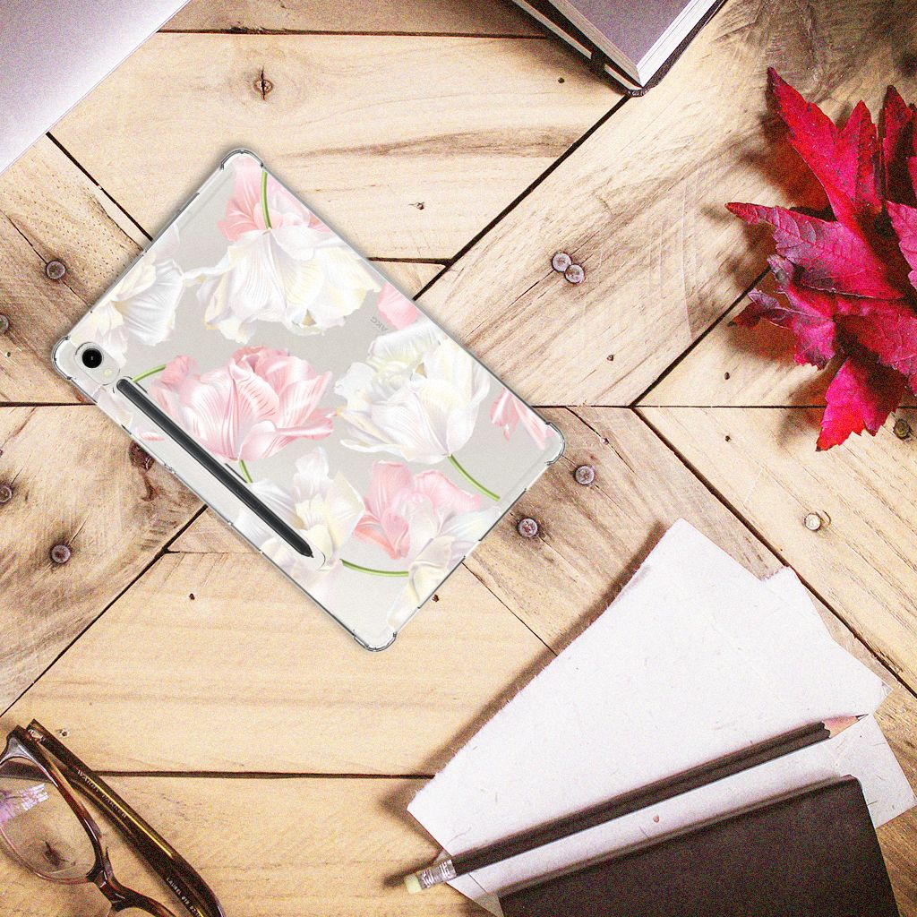 Samsung Galaxy Tab S9 Siliconen Hoesje Lovely Flowers bloemen bovenaanzicht