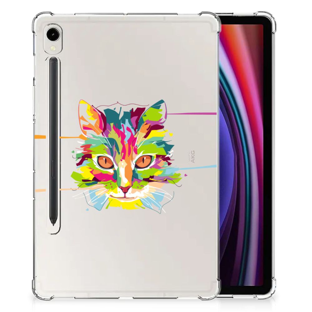 Samsung Galaxy Tab S9 Tablet Back Cover Cat Color met een kleurrijk kattenontwerp voor bescherming en uitstraling 🐱