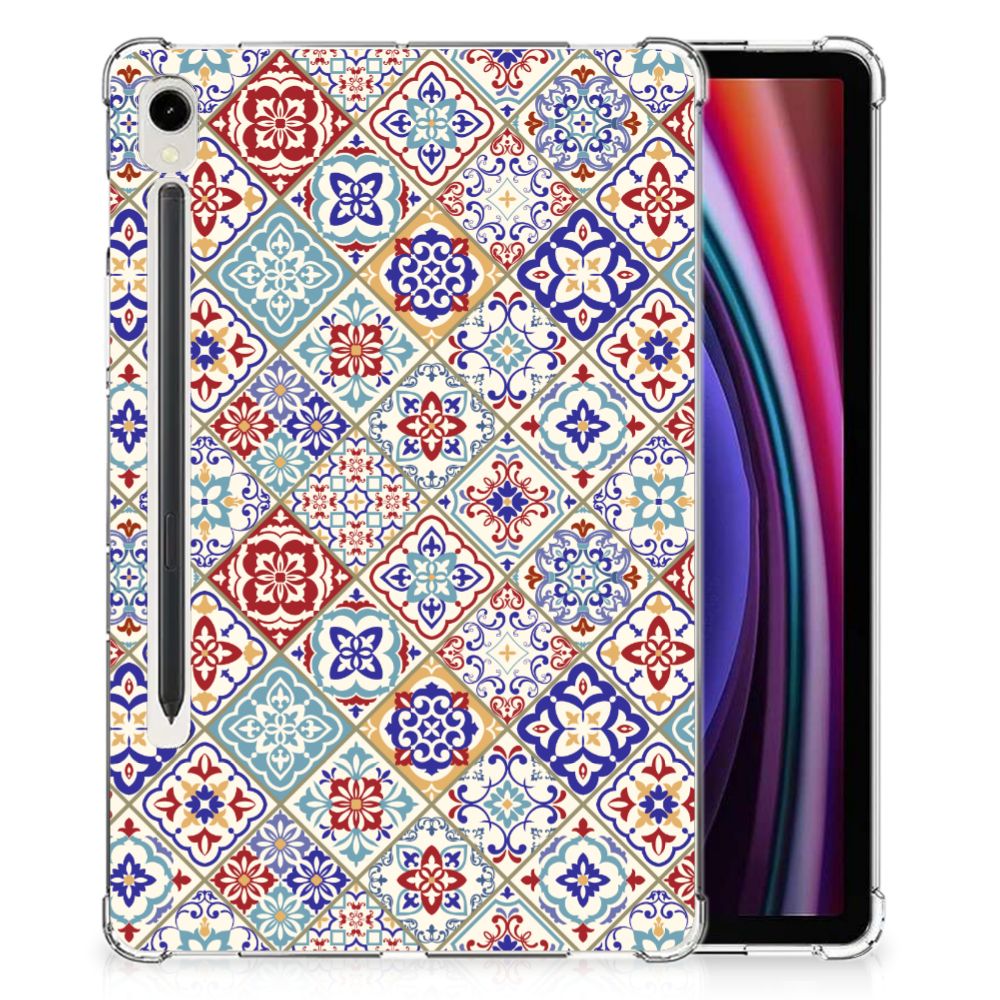 Samsung Galaxy Tab S9 Tablet Back Cover Tiles Color design achterkant