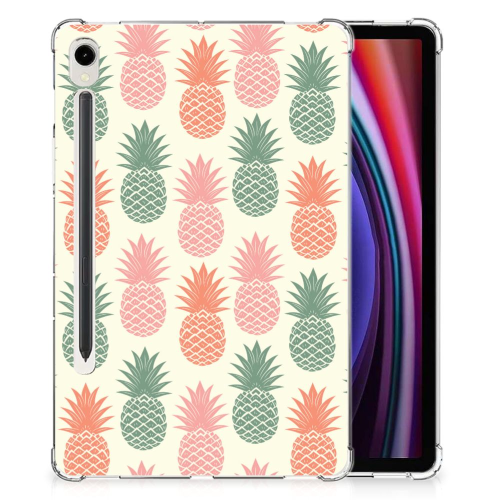 Samsung Galaxy Tab S9 Tablet Cover Ananas tablet hoes ananas design voorkant