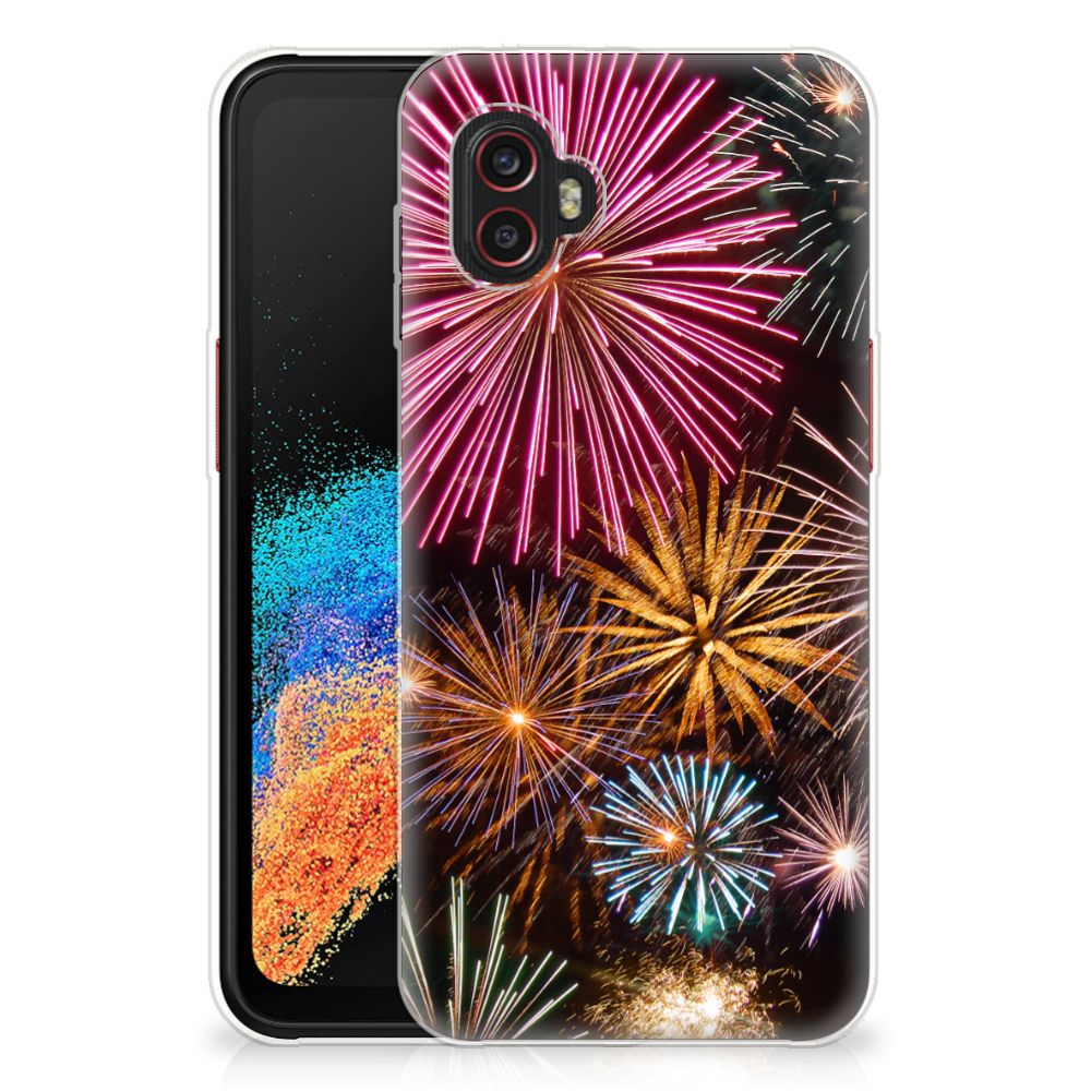 Samsung Galaxy Xcover 6 Pro Silicone Back Cover Vuurwerk siervuurwerk kleurrijk aanzicht