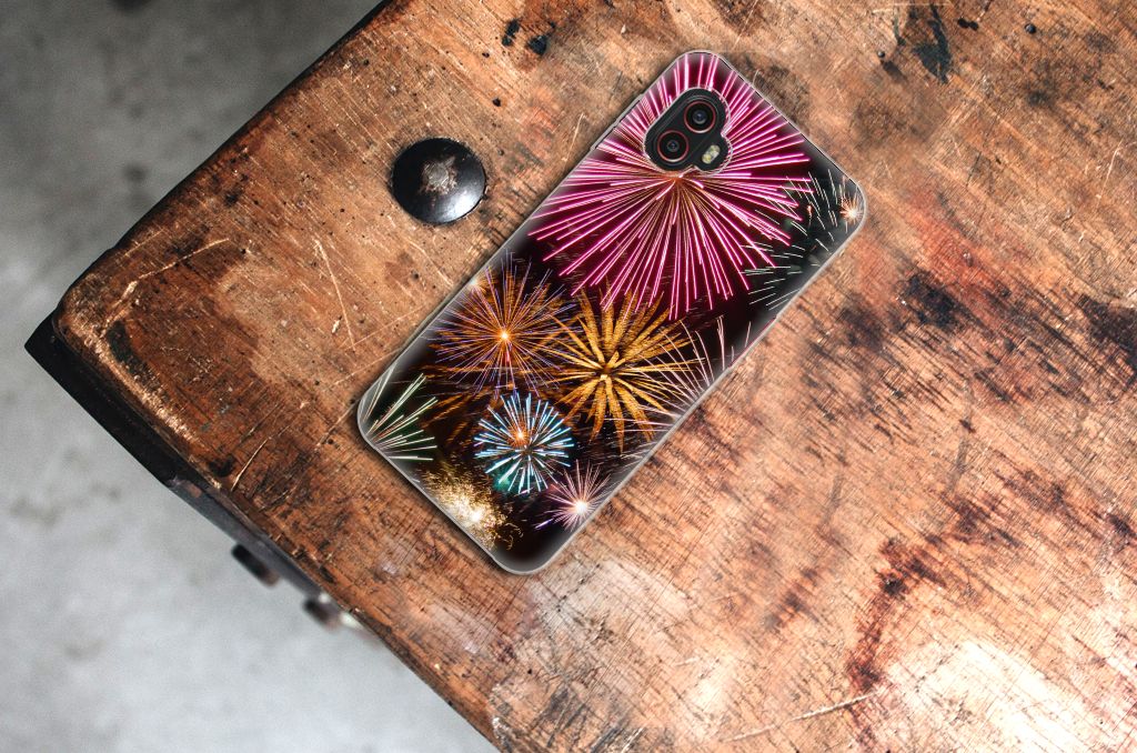 Samsung Galaxy Xcover 6 Pro Silicone Back Cover Vuurwerk kleurrijk siervuurwerk design aanzicht