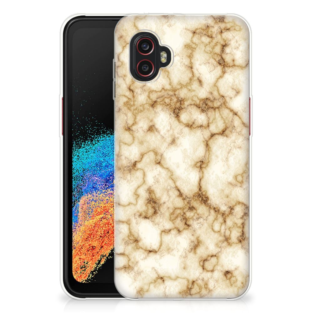 Samsung Galaxy Xcover 6 Pro TPU Siliconen Hoesje Marmer Goud marmer goud achterkant
