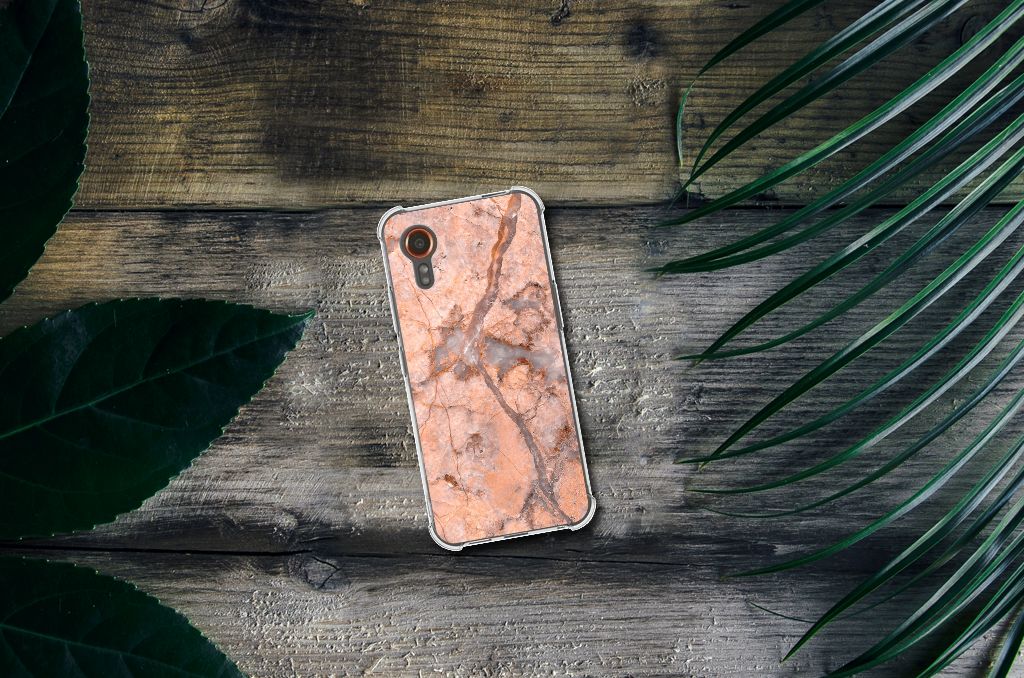 Samsung Galaxy Xcover 7 Anti-Shock Hoesje Marmer Oranje B2C Telecom