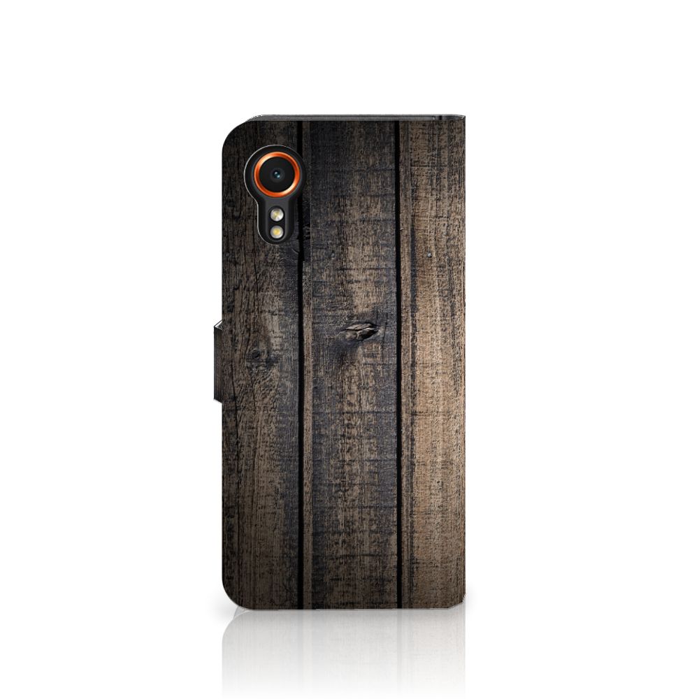 Samsung Galaxy Xcover 7 Book Style Case Steigerhout boekstijl achterkant steigerhout