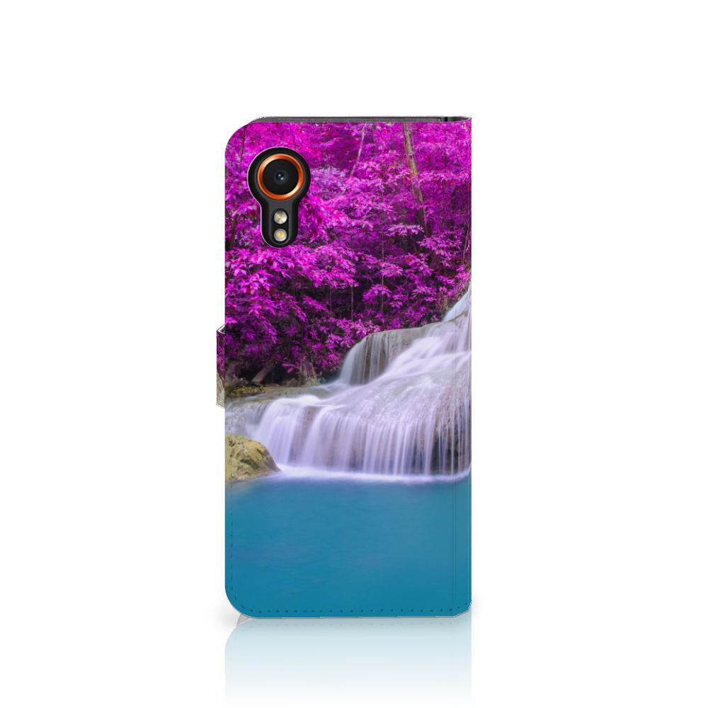 Samsung Galaxy Xcover 7 Flip Cover Waterval design waterval roze bomen aanzicht