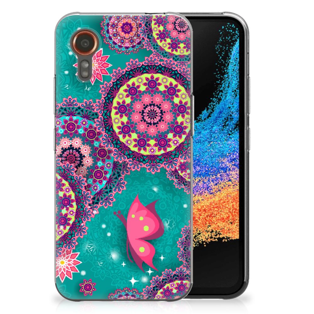 Samsung Galaxy Xcover 7 Hoesje maken Cirkels en Vlinders design cirkels vlinders aanzicht
