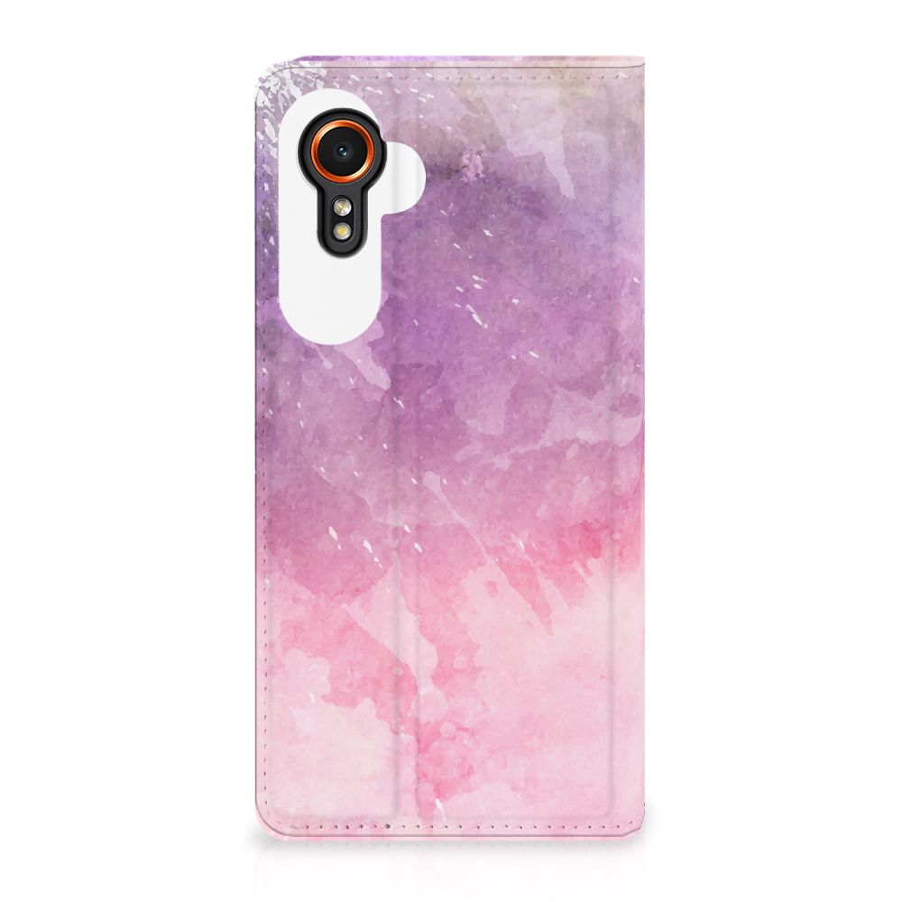 Samsung Galaxy Xcover 7 Hoesje maken Panda design roze paars waterverf aanzicht