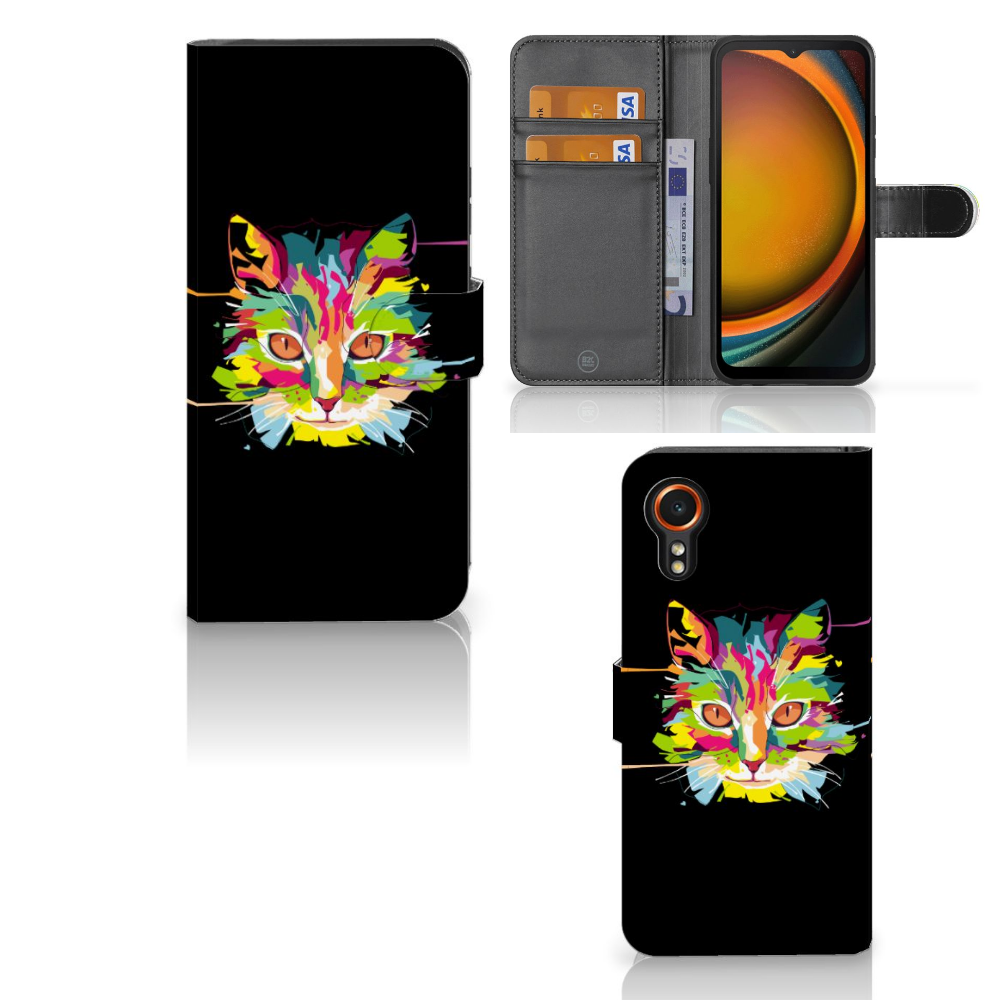 Samsung Galaxy Xcover 7 Leuk Hoesje Cat Color kat design voorkant aanzicht
