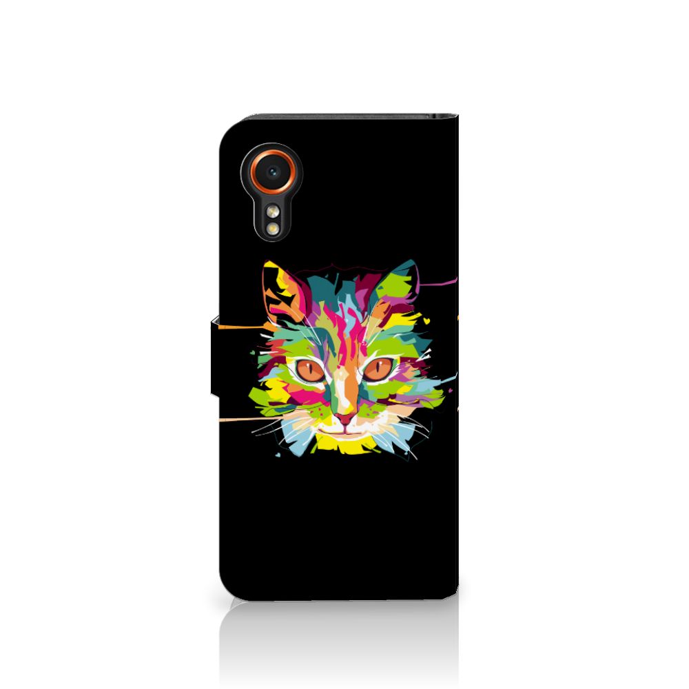 Samsung Galaxy Xcover 7 Leuk Hoesje Cat Color kat kleurrijk design voorkant