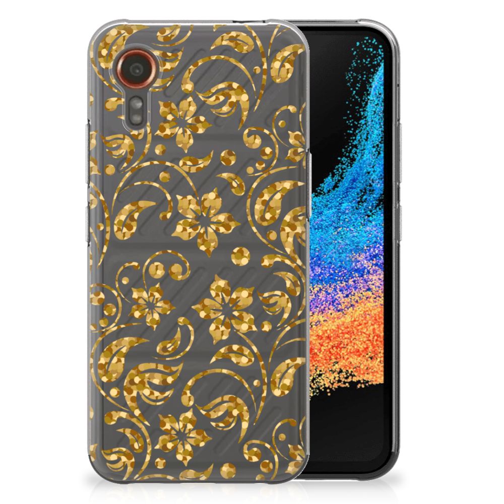 Samsung Galaxy Xcover 7 TPU Case Gouden Bloemen achterkant