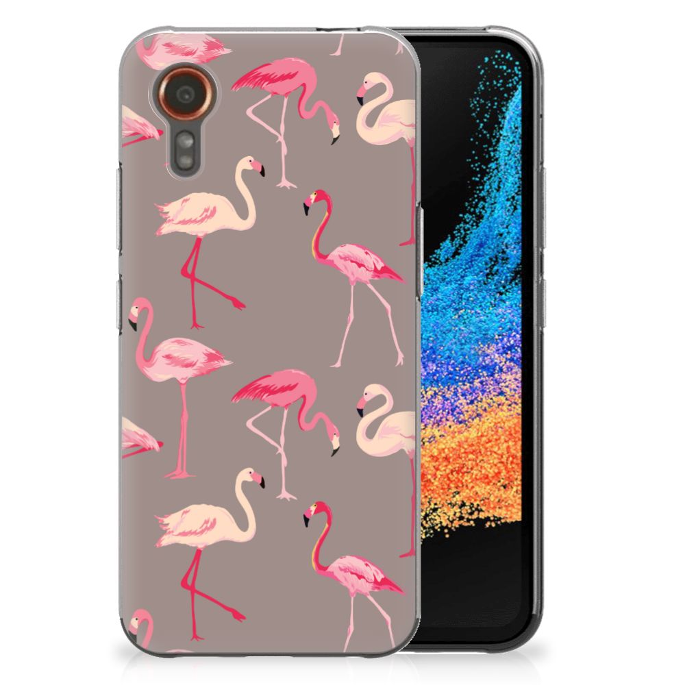 Samsung Galaxy Xcover 7 TPU Hoesje Flamingo flamingo's design achterkant