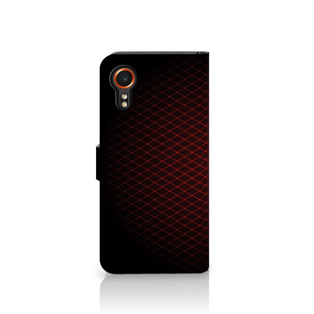 Samsung Galaxy Xcover 7 Telefoon Hoesje Geruit Rood geruit design voorkant