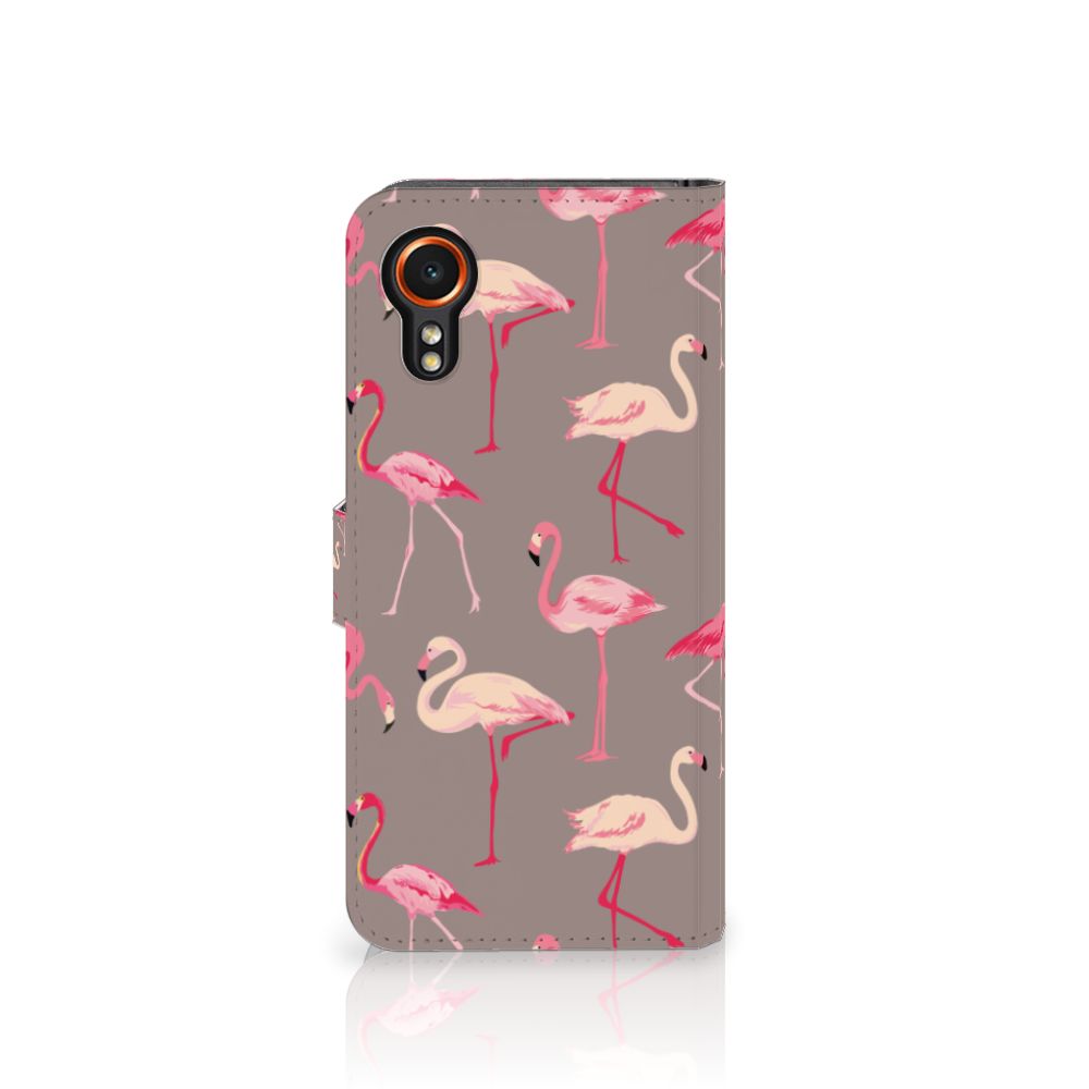 Samsung Galaxy Xcover 7 Telefoonhoesje met Pasjes Flamingo telefoonhoesje flamingo design voorkant