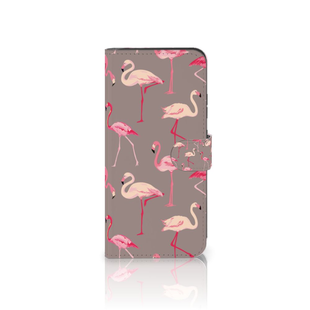 Samsung Galaxy Xcover 7 Telefoonhoesje met Pasjes Flamingo design flamingo voorkant