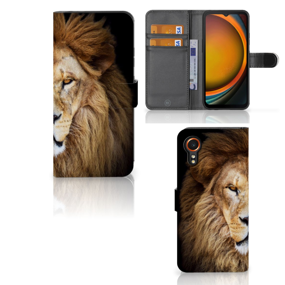 Samsung Galaxy Xcover 7 Telefoonhoesje met Pasjes Leeuw