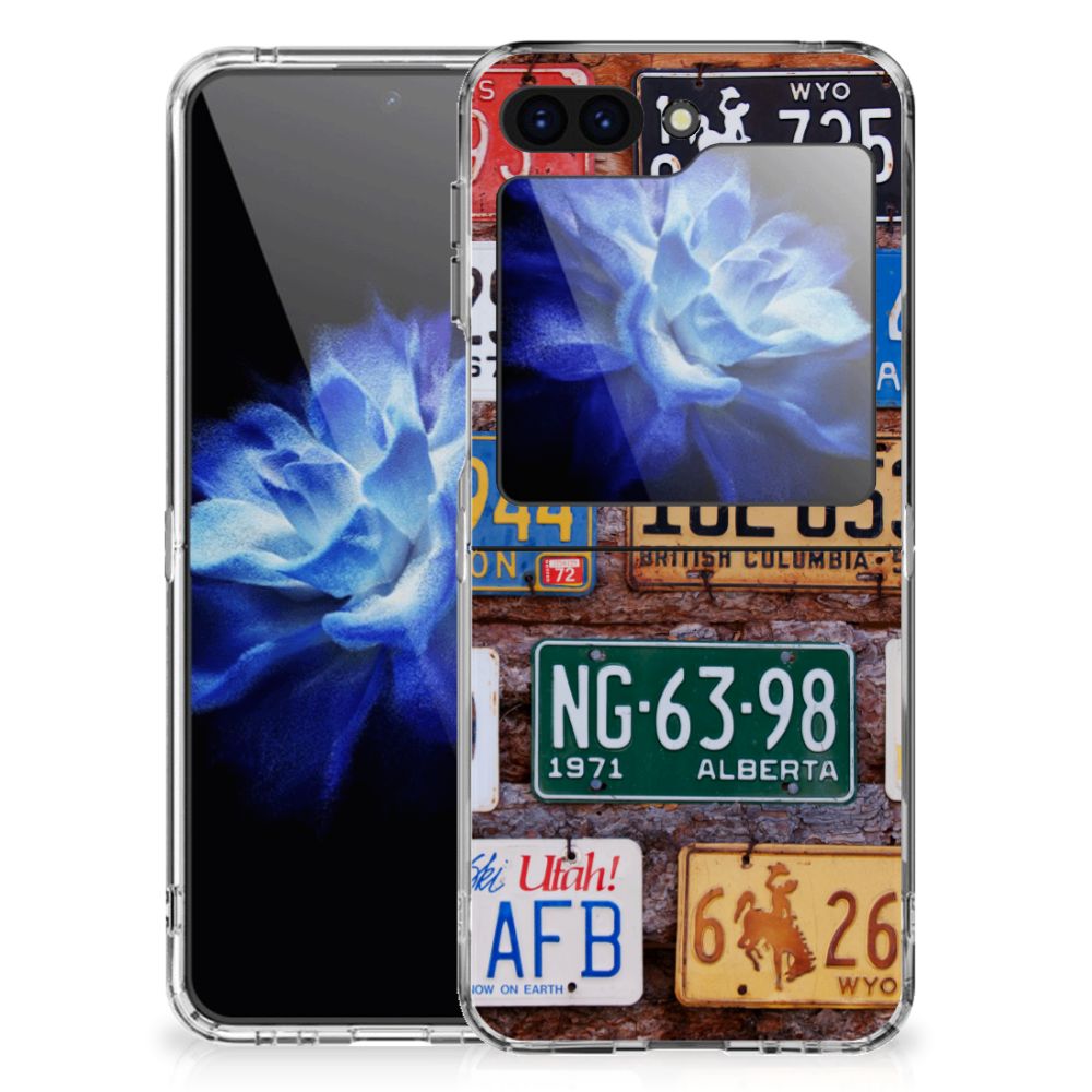 Samsung Galaxy Z Flip 5 Siliconen Hoesje met foto Kentekenplaten design kentekenplaten aanzicht