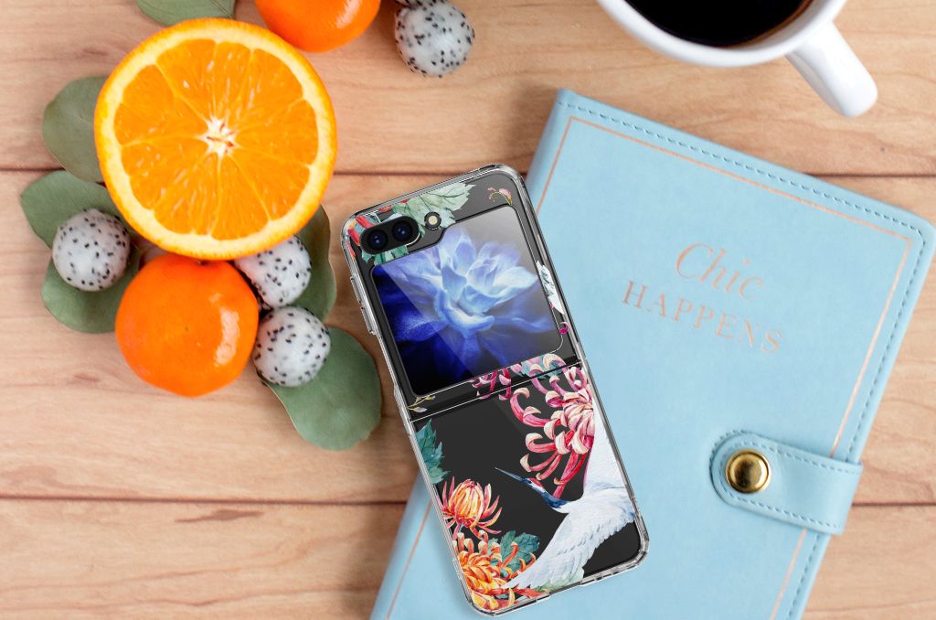 Samsung Galaxy Z Flip 5 TPU Hoesje Bird Flowers
