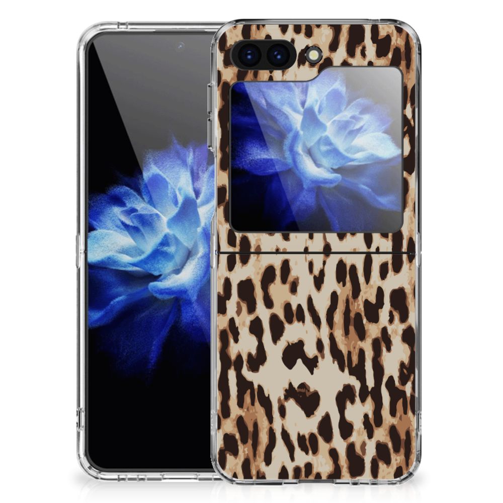 Samsung Galaxy Z Flip 5 TPU Hoesje Leopard luipaardprint design achterkant