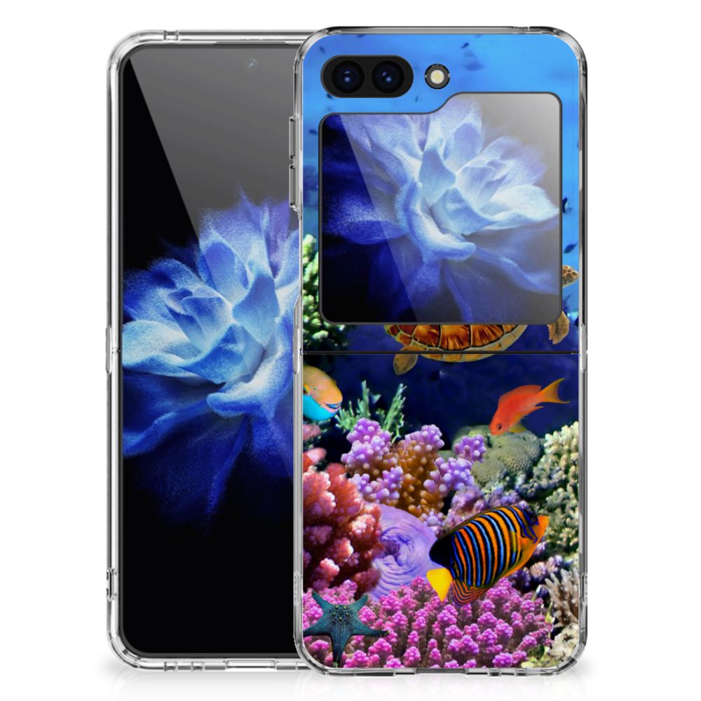 Samsung Galaxy Z Flip 5 TPU Hoesje Vissen met tropische vissen en koraal, ideaal als cadeau! 🎁