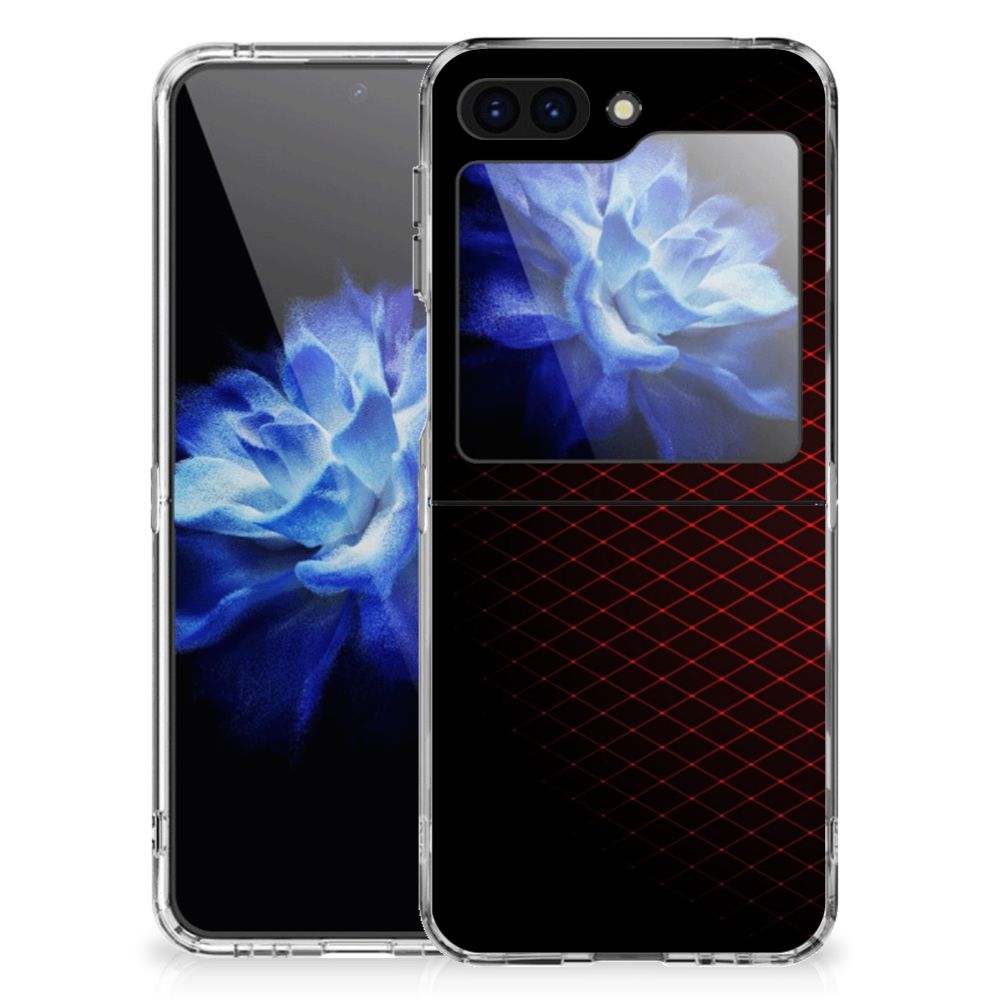 Samsung Galaxy Z Flip 5 TPU bumper Geruit Rood achterkant design bloemen