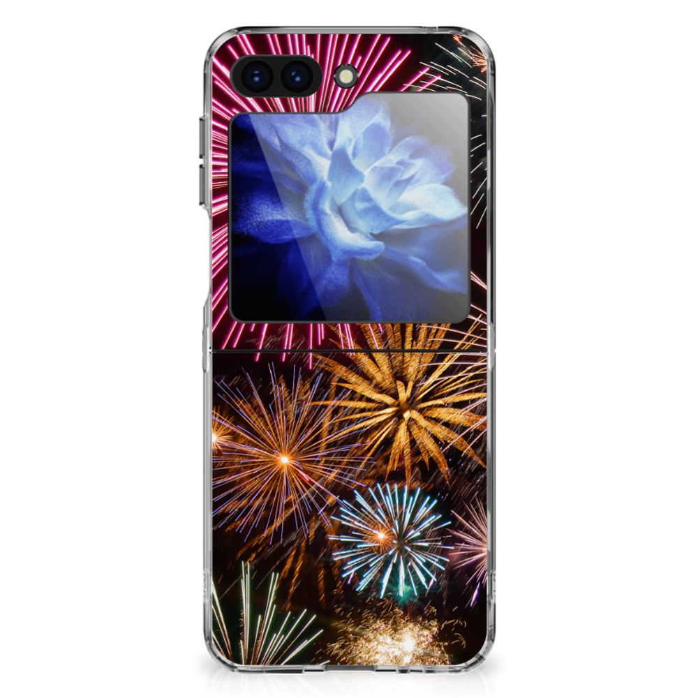 Samsung Galaxy Z Flip 6 Silicone Back Cover Vuurwerk siervuurwerk kleurrijk aanzicht