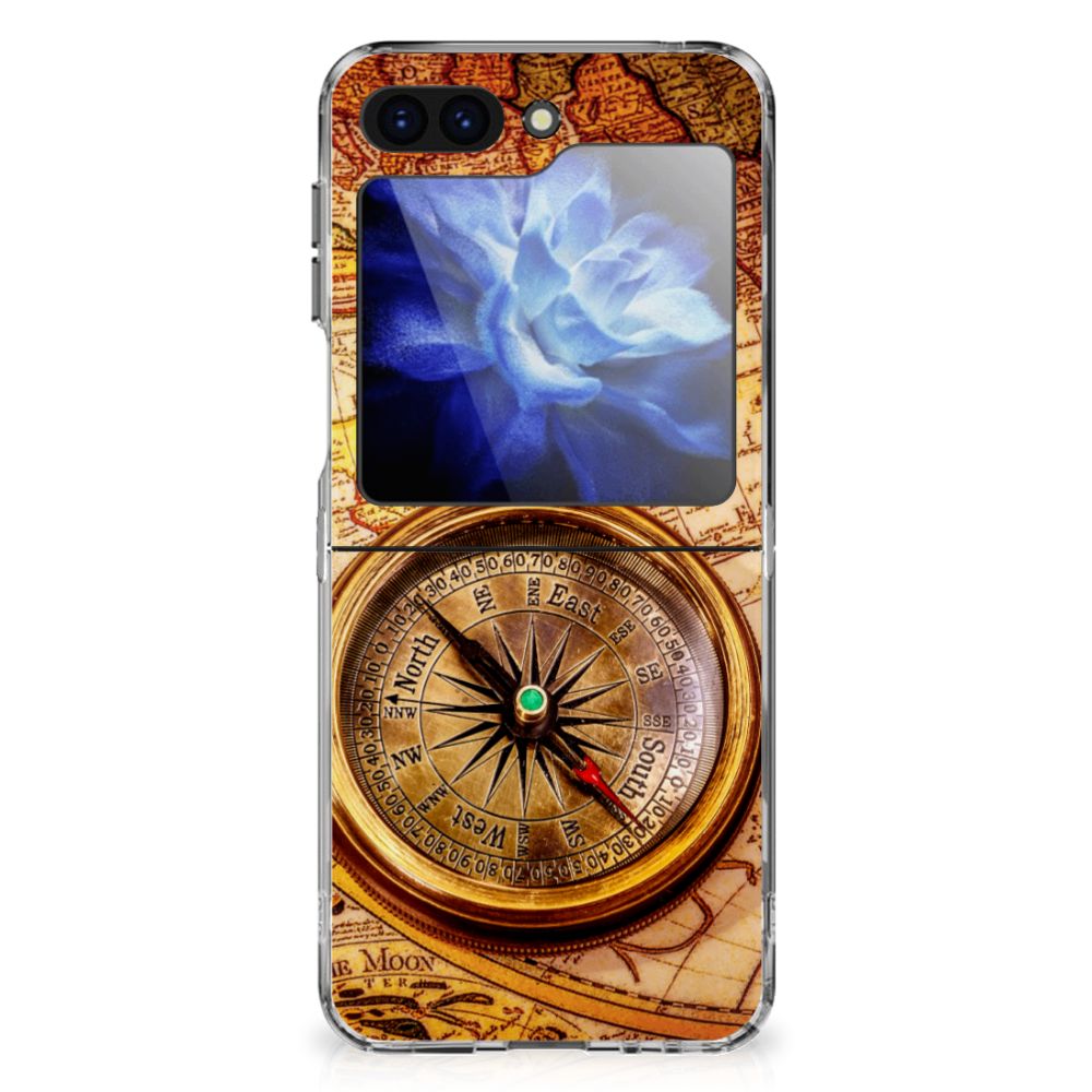Samsung Galaxy Z Flip 6 Siliconen Back Cover Kompas kompas ontwerp voorkant