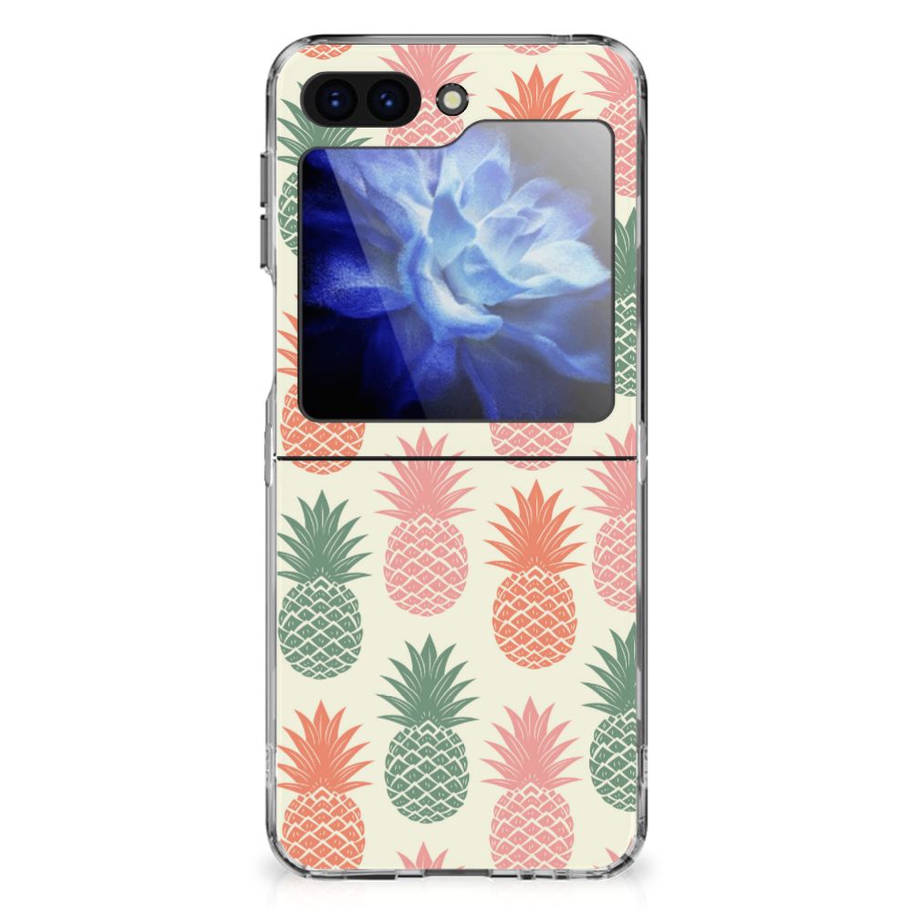 Samsung Galaxy Z Flip 6 Siliconen Case Ananas ananas design achteraanzicht