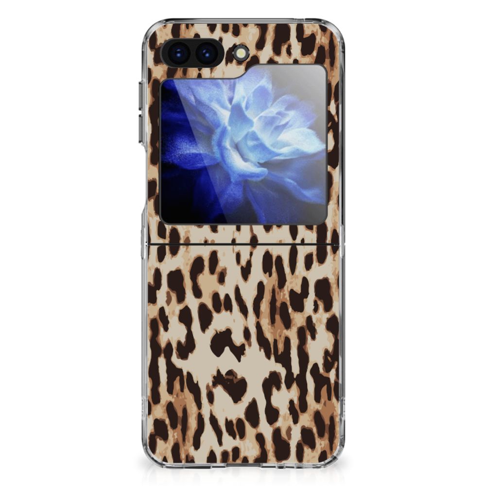 Samsung Galaxy Z Flip 6 TPU Hoesje Leopard luipaardprint achteraanzicht