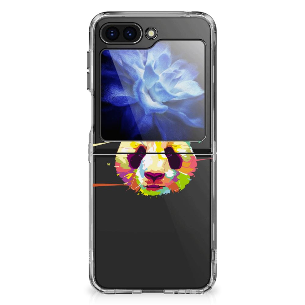 Samsung Galaxy Z Flip 6 Telefoonhoesje met Naam Panda Color telefoonhoesje panda design voorkant