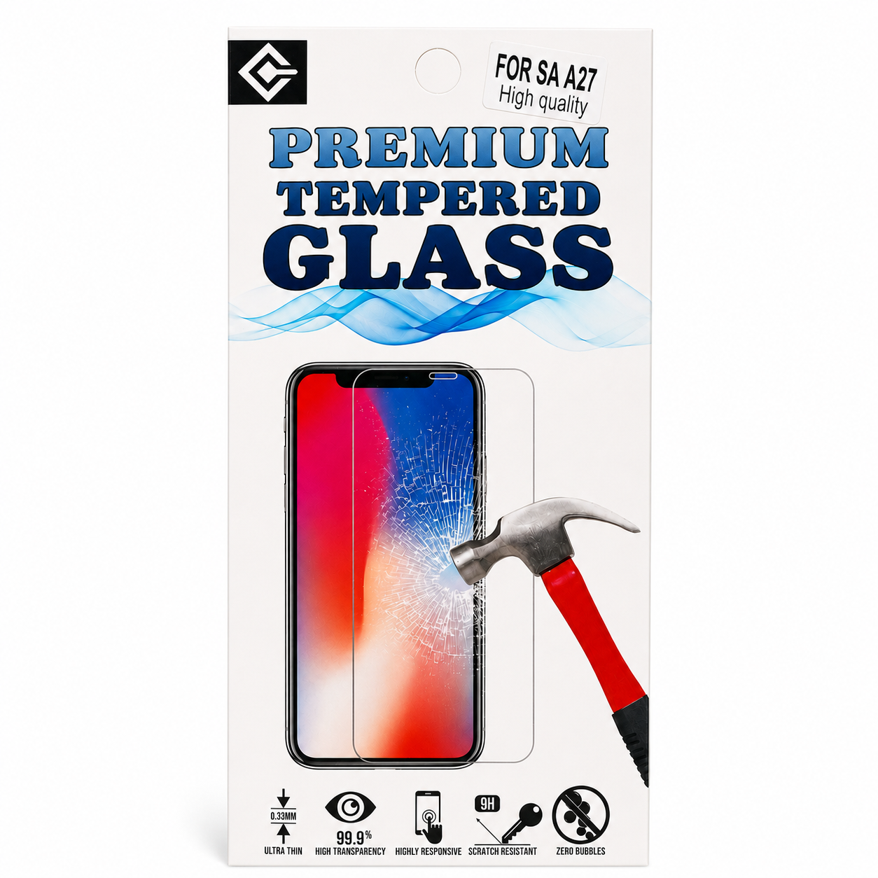 Samsung Galaxy A27 screenprotector van 9H gehard glas in verpakking