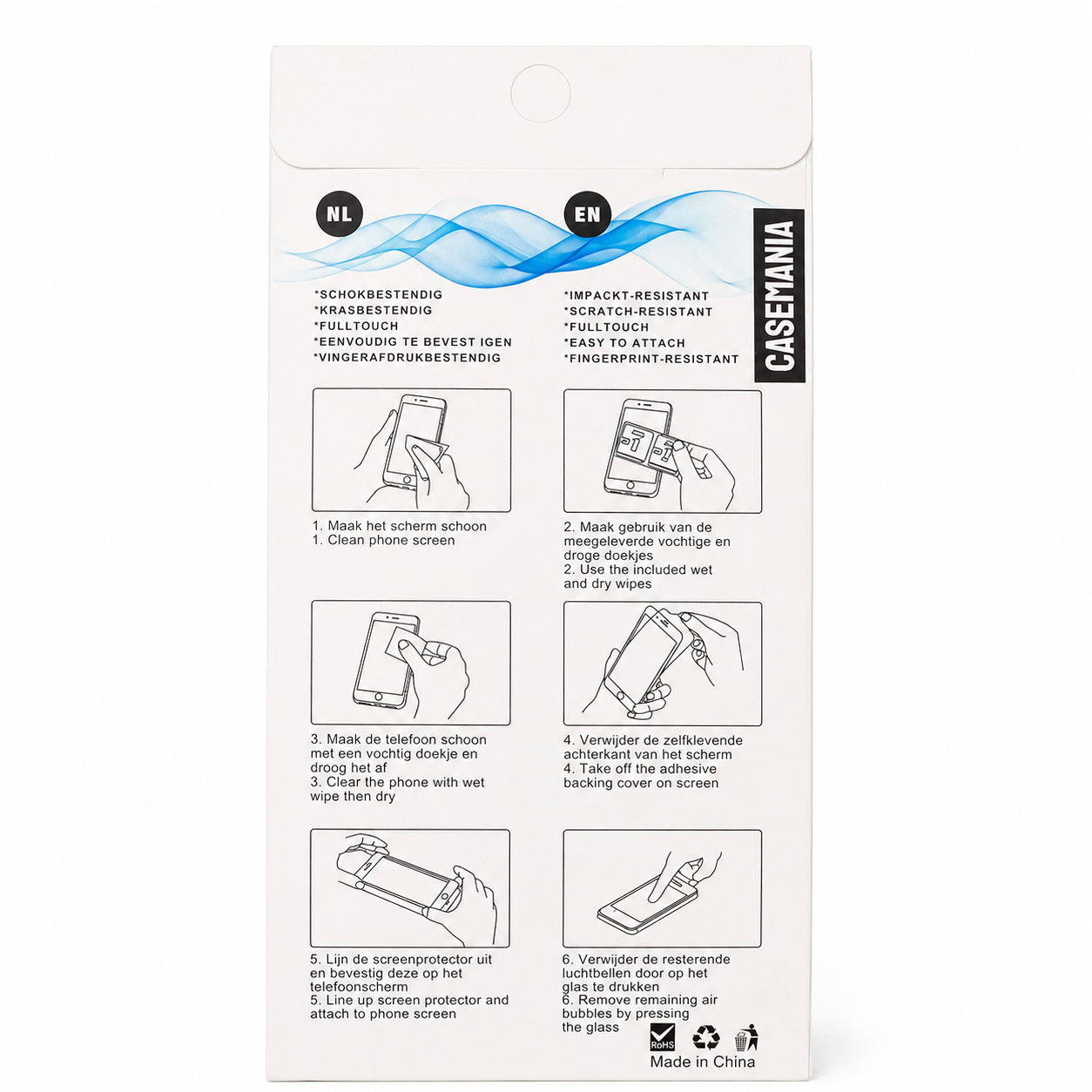 Samsung Galaxy A27 screenprotector gehard glas verpakking met montage-instructies