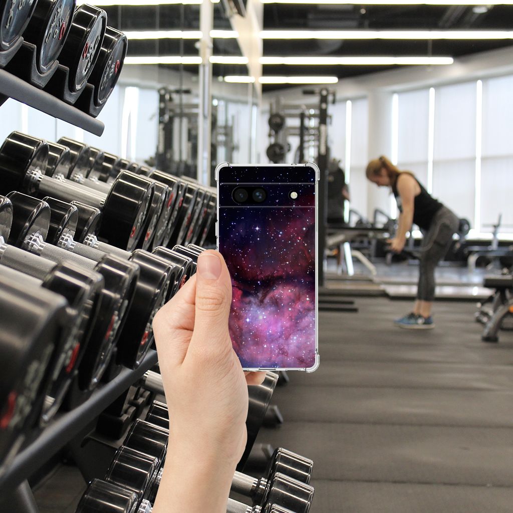Google Pixel 7A Galaxy Shockproof Case heelal design hand gym