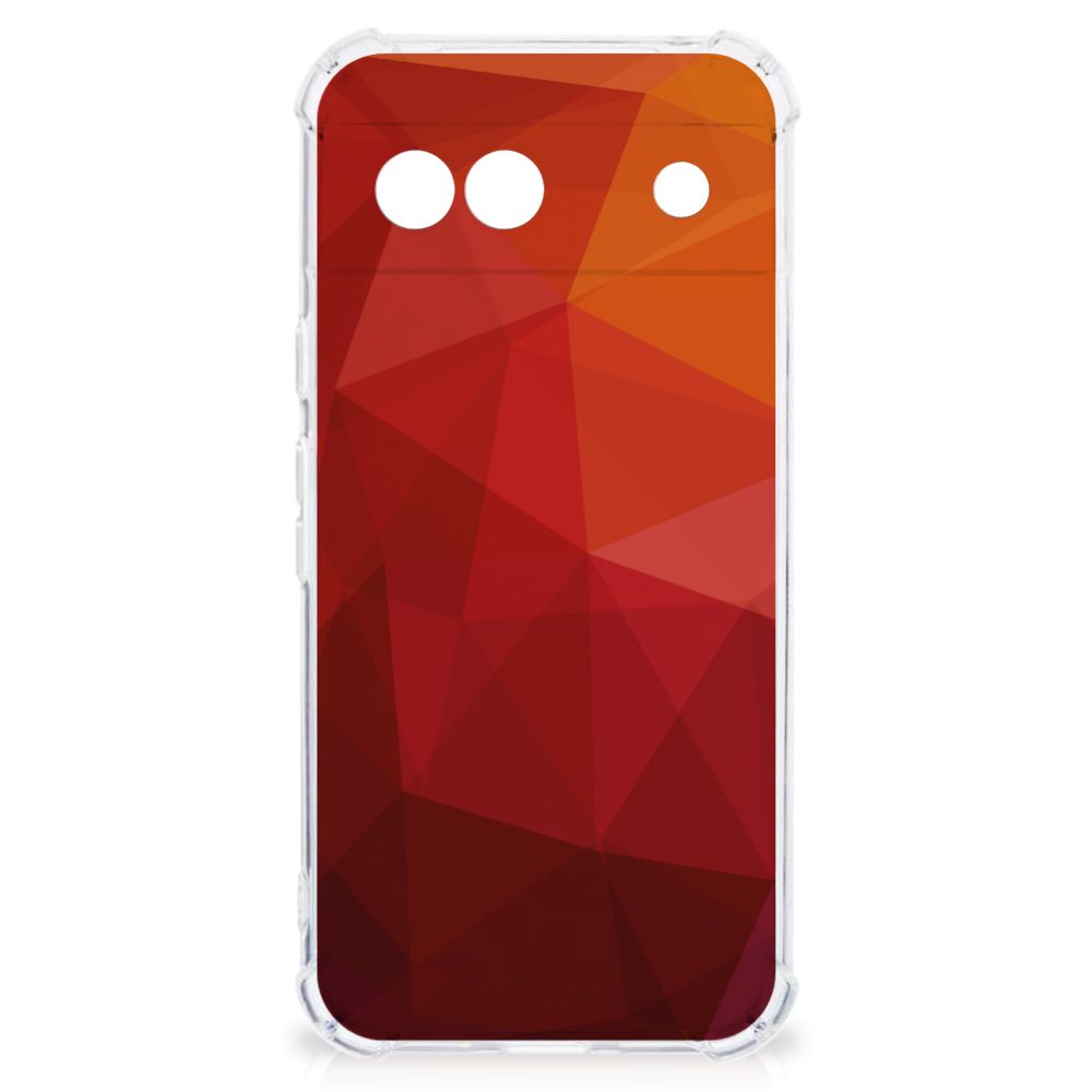 Google Pixel 8A Shockproof Case Polygon Red abstract design achterkant