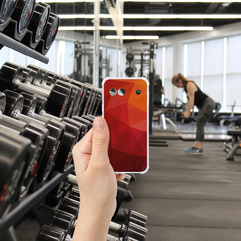 Google Pixel 8A Shockproof Case voor Google Pixel 8A Polygon Red hand fitnessruimte