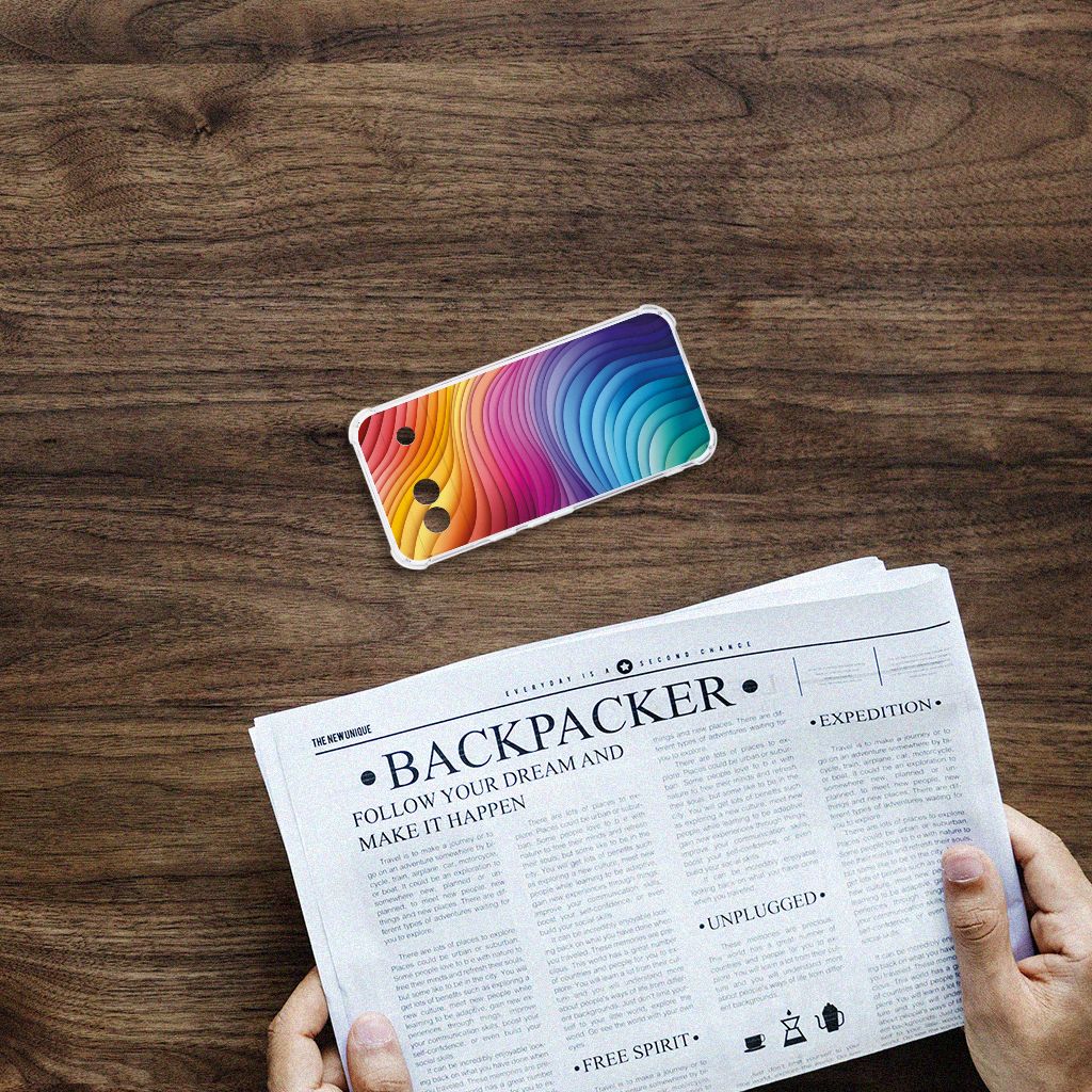 Google Pixel 8A Shockproof Case Regenboog bovenaanzicht
