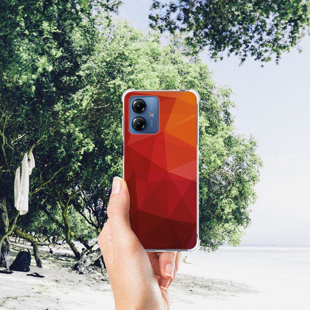 Shockproof Case voor Motorola Moto G14 Polygon Red B2C Telecom